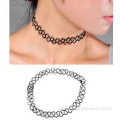 Vintage Stretch Tattoo Choker 90s Necklace With Pendant